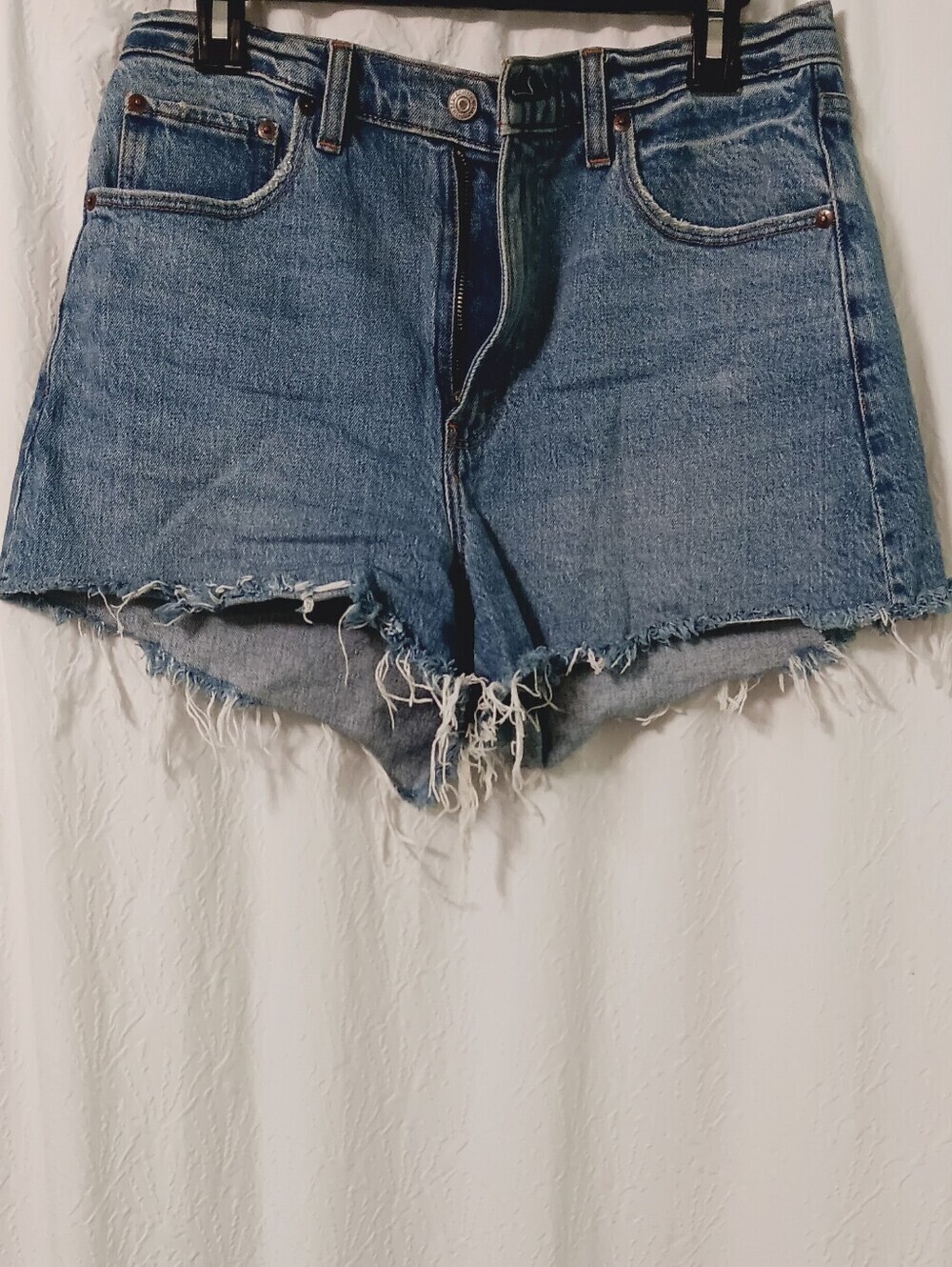 Abercrobie & Fitch High Rise Denim Cutoff Shorts - Blue Distressed Size 30/10